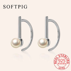 925 Silver Pearl Hoop Earrings For Women Fine Jewelry