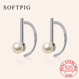 925 Silver Pearl Hoop Earrings For Women Fine Jewelry
