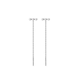 925 Silver Pearl Letter T Chain Tassel Hoop Earrings for Women Punk Jewelry