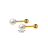 925 Silver Pearl Bead Stud Earrings Women Fine Jewelry Party Minimalist