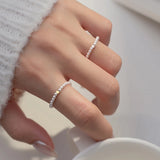 925 Silver Pearl Square Adjustable Ring Classic Fine Jewelry