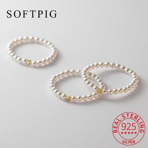 925 Silver Pearl Square Adjustable Ring Classic Fine Jewelry