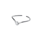 925 Silver Pearl V Adjustable Ring Classic Fine Jewelry