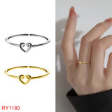 925 Silver Pearl Zircon V Heart Star 14K Ring For Women
