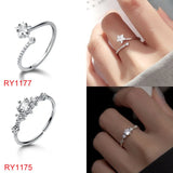 925 Silver Pearl Zircon V Heart Star 14K Ring For Women