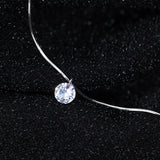 925 Silver Zircon Pendant Necklace Women Birthday Party Jewelry