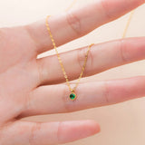 925 Silver Round Emerald Pendant Choker Necklace For Women Fine Jewelry