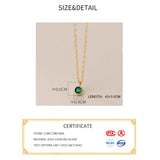 925 Silver Round Emerald Pendant Choker Necklace For Women Fine Jewelry