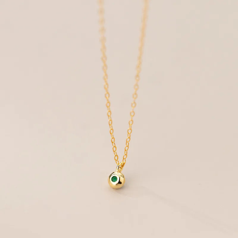925 Silver Round Emerald Pendant Choker Necklace For Women Fine Jewelry