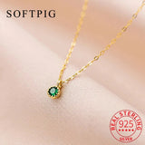 925 Silver Round Emerald Pendant Choker Necklace For Women Fine Jewelry