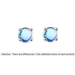 925 Silver Moonstone Stud Earrings for Women Geometric Fine Jewelry