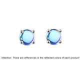 925 Silver Moonstone Stud Earrings for Women Geometric Fine Jewelry