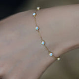 925 Silver Opal 18K Chain Bracelet Women Party Jewelry Gift