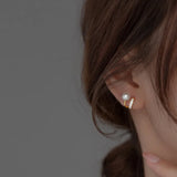 925 Silver Pearl Letter V Stud Earrings Women Fine Jewelry