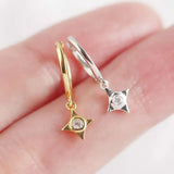 925 Silver Zircon Moon Star Hoop Earrings Geometric Punk Accessories