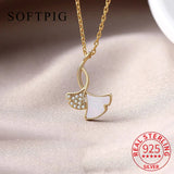 925 Silver Shell Zircon Leaves Pendant Choker Necklace for Women