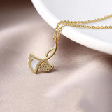 925 Silver Shell Zircon Leaves Pendant Choker Necklace for Women