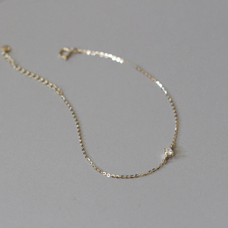 925 Silver Zircon Chain Bracelet Minimalist Jewelry