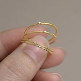 925 Sterling Silver Zircon Round Adjustable Ring Classic Fine Jewelry