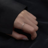 925 Sterling Silver Zircon Round Adjustable Ring Classic Fine Jewelry