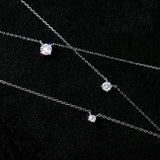 925 Silver Square Zircon Choker Necklace 3/4/5mm Women