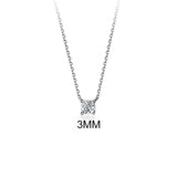 925 Silver Square Zircon Choker Necklace 3/4/5mm Women