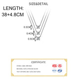 925 Silver Square Zircon Choker Necklace 3/4/5mm Women