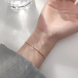 925 Silver Square Bead Chain Bracelet for Women