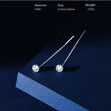 925 Silver Square Star Heart Short Chain Tassel Earrings