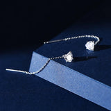 925 Silver Square Star Heart Short Chain Tassel Earrings