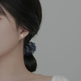 925 Silver Square Star Heart Short Chain Tassel Earrings