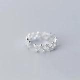 925 Silver Stacked Star Adjustable Ring Classic Fine Jewelry