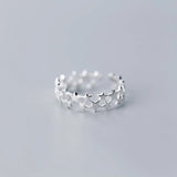 925 Silver Stacked Star Adjustable Ring Classic Fine Jewelry