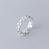 925 Silver Stacked Star Adjustable Ring Classic Fine Jewelry