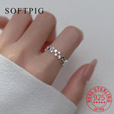 925 Silver Stacked Star Adjustable Ring Classic Fine Jewelry