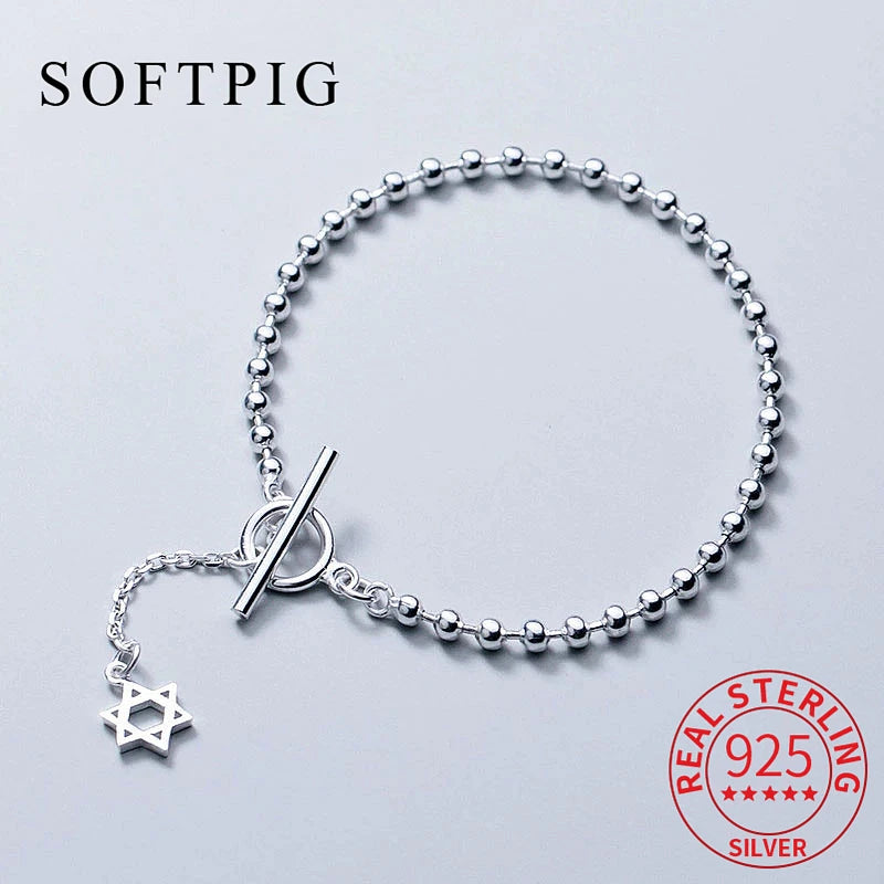 925 Silver Star Bead Chain Bracelet For Women Bohemian Jewelry
