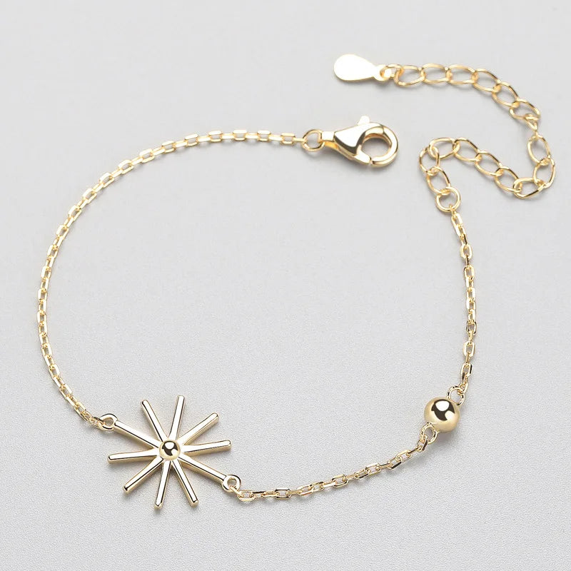 925 Silver Sunflower Bohemia Bracelet Women Jewelry Party Gift