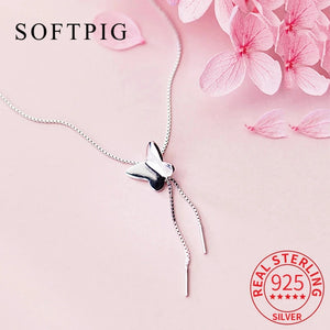 925 Silver Tassel Butterfly Pendant Necklace for Women