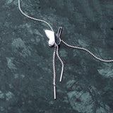 925 Silver Tassel Butterfly Pendant Necklace for Women