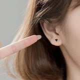 925 Silver Triangle Round Stud Earrings Classic Fine Jewelry