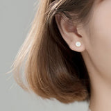925 Silver Triangle Round Stud Earrings Classic Fine Jewelry