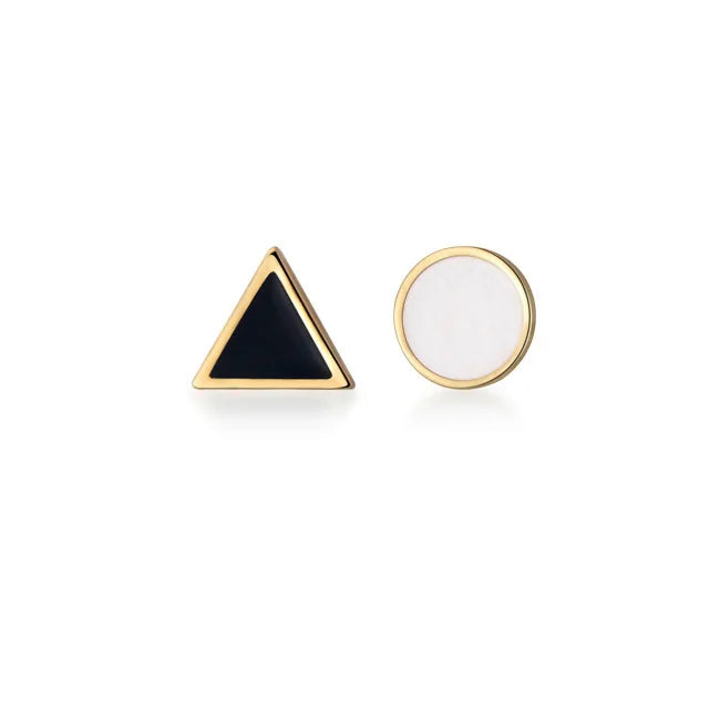 925 Silver Triangle Round Stud Earrings Classic Fine Jewelry