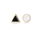 925 Silver Triangle Round Stud Earrings Classic Fine Jewelry