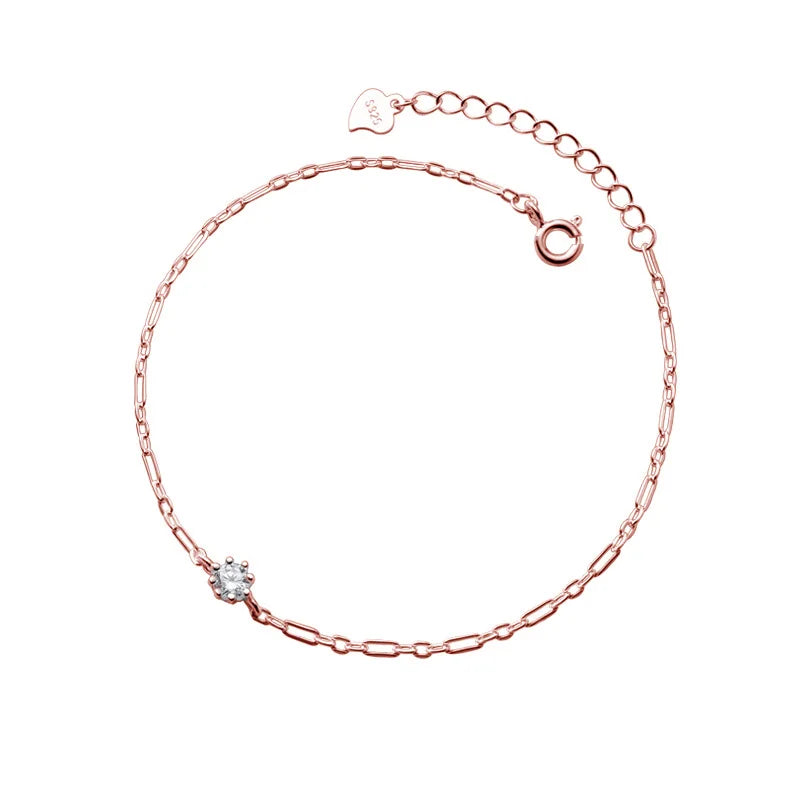 925 Sterling Silver Zircon Chain Bracelet Women Fine Jewelry