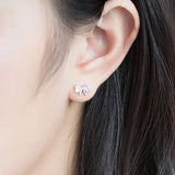 925 Sterling Silver Zircon Bow-knot Stud Earrings For Woman