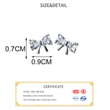 925 Sterling Silver Zircon Bow-knot Stud Earrings For Woman