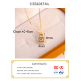 925 Silver Zircon CZ 18K Lock Choker Necklace Classic Fine Jewelry