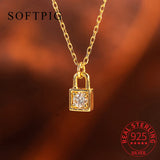 925 Silver Zircon CZ 18K Lock Choker Necklace Classic Fine Jewelry