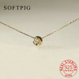 925 Silver Zircon CZ Moon Choker Necklace For Women