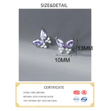 925 Silver Zircon CZ Butterfly Stud Earrings Women Insect Jewelry